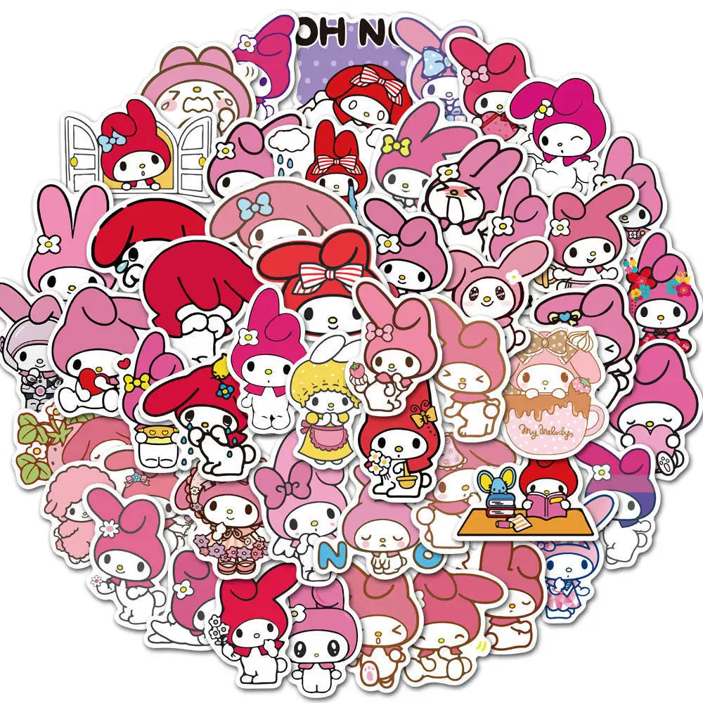 50pcs Stickers Cute Cinnamoroll Kuromi My Melody Sticker For Laptop Phone Case Girls Sanrio My Melody Anime Stickers Kids Toys