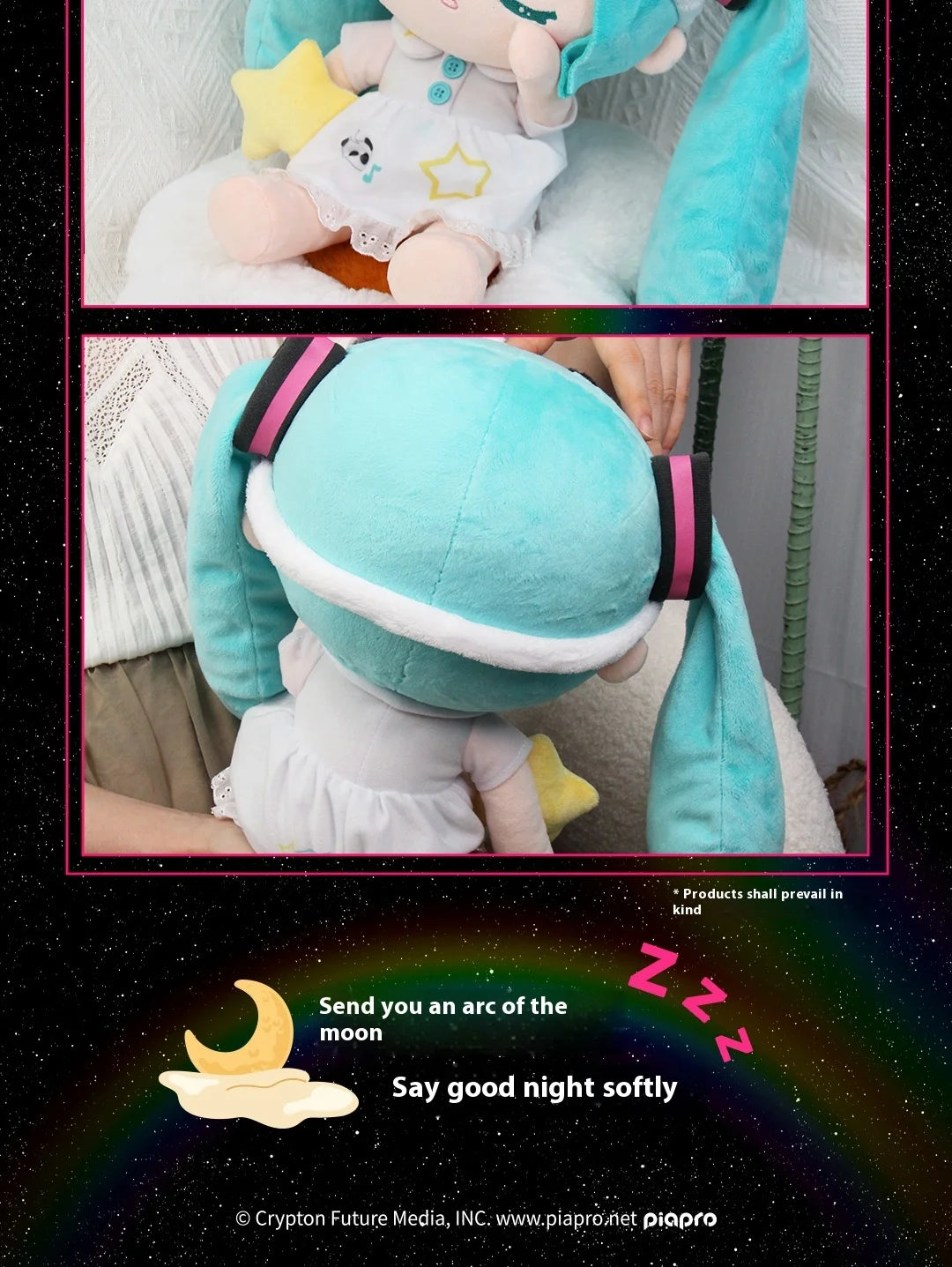 2024 New Genuine Vocaloid Hatsune Miku 2d Cute Sleep Doll panda Headphone Bag Kawaii Two-Dimensional Girls Birthday Gift