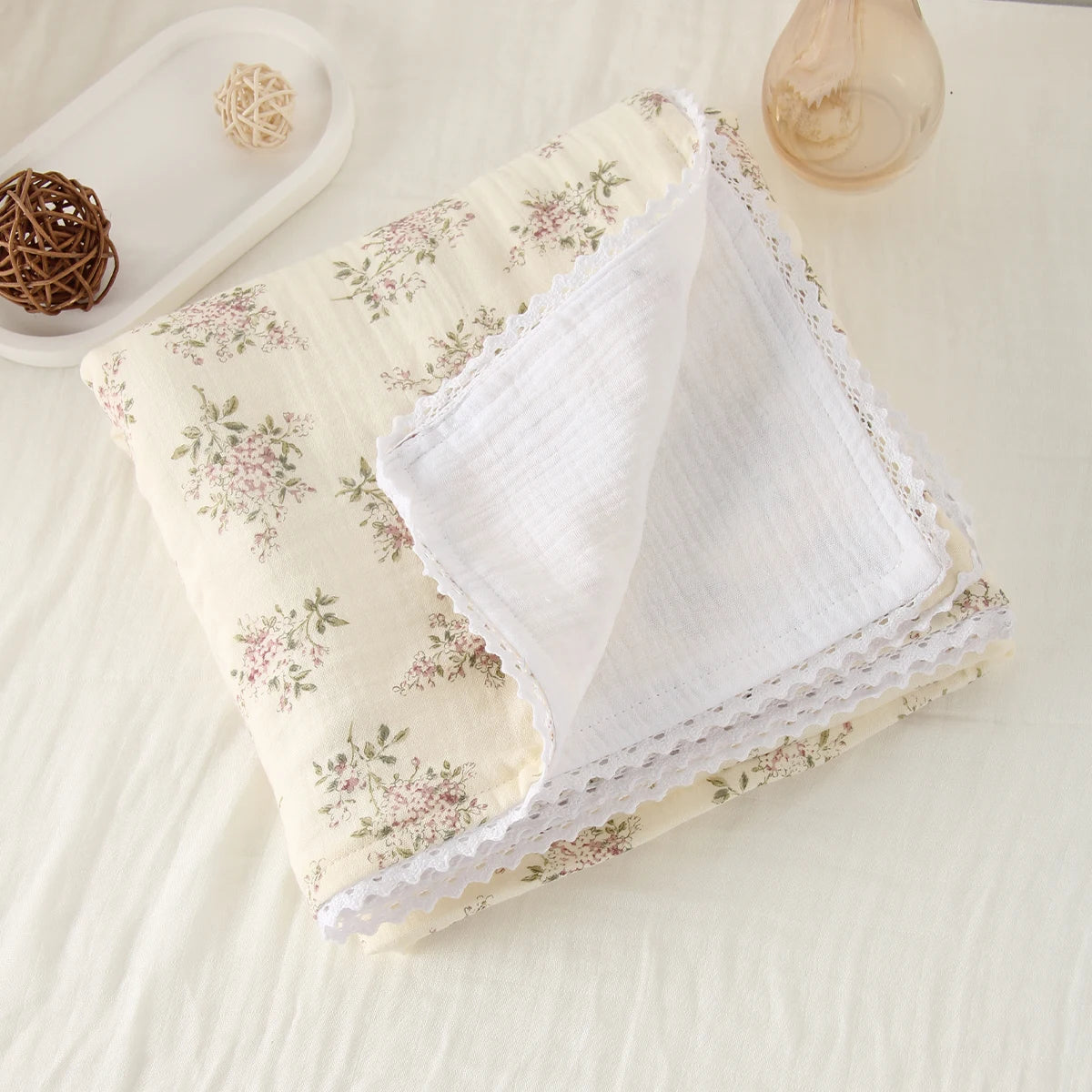 Baby Blanket Printed Pure Cotton Baby Muslin Swaddle Blanket Breathable Newborn Quilt Soft Warm Core Children's Quilt 100*100CM