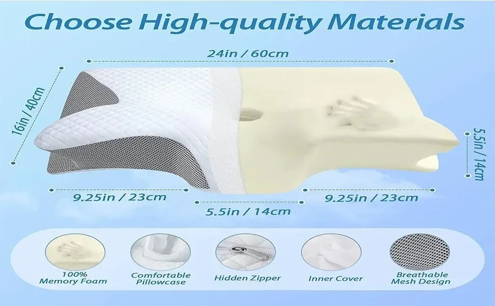 Butterfly Sleep Memory Neck Pillow Slow Rebound Comfort Memory Foam Sleeping Pillow Cervical Orthopaedic Neck Massage Bed Pillow