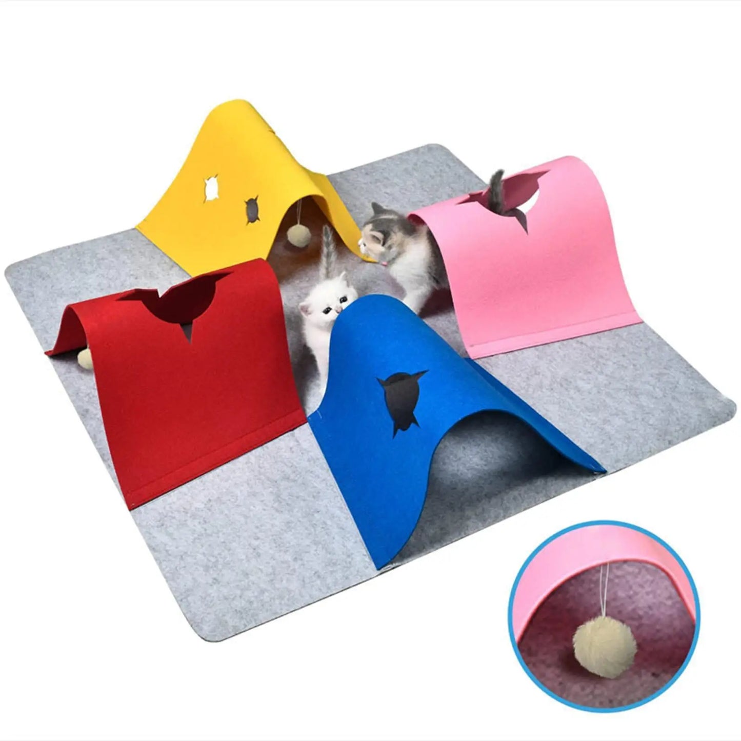 Cat Tunnel Toy Foldable Training Mat Interactive Pad for Kitten Home s