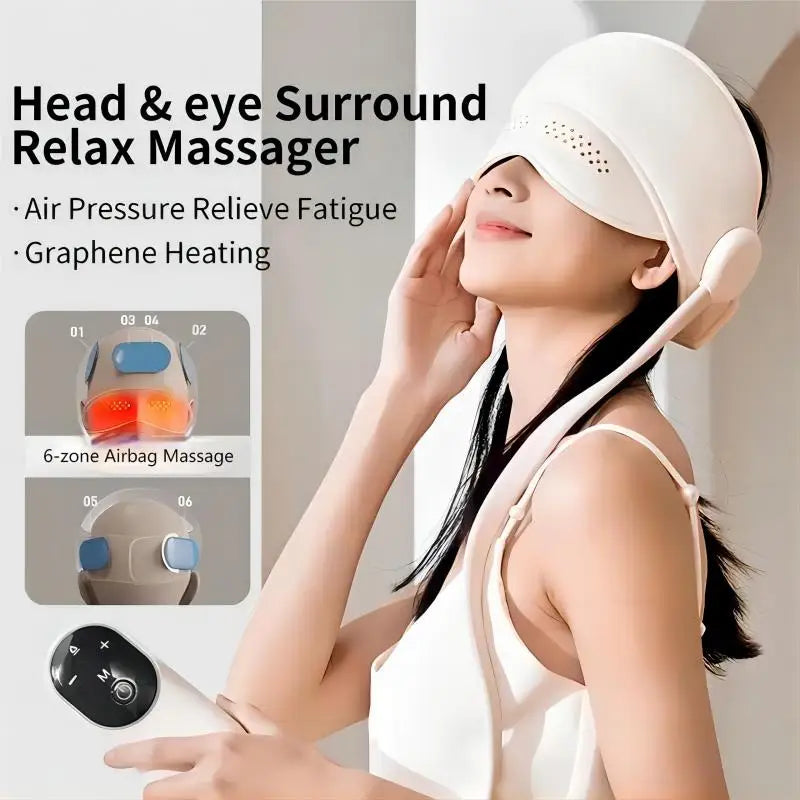 Air Pressure Head Eye Massager Electric 6 Zones Airbag Migraine Relief Cap Massager for Relax Improve Sleep Stress Relief