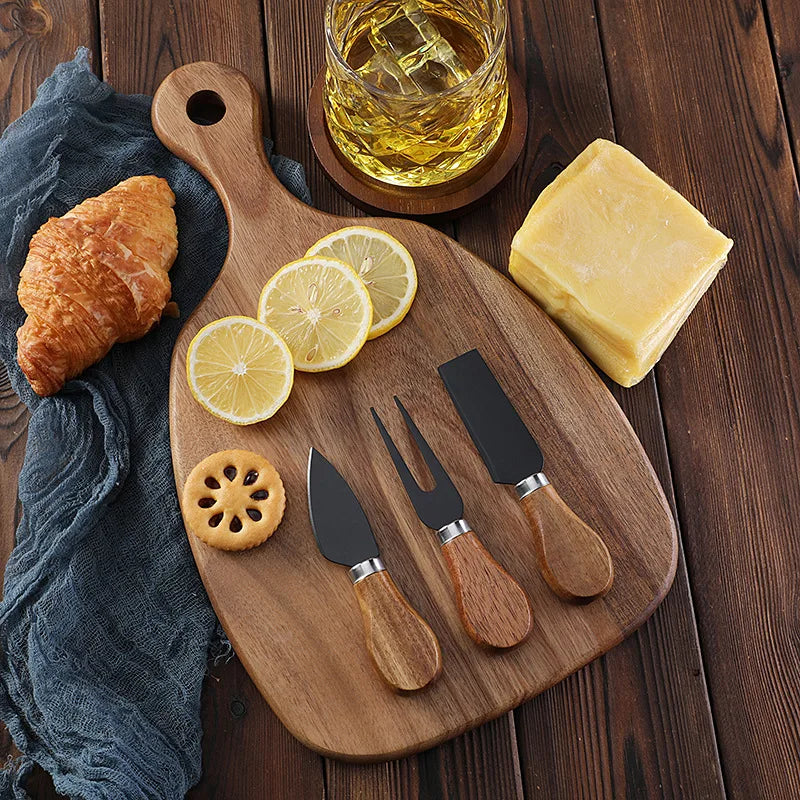 Acacia wood cutting board cutting board steak western fruit chopping board   set cheese knife three-piece set