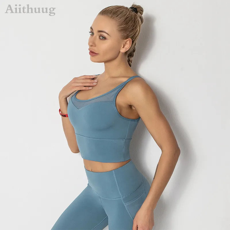 Aiithuug Yoga Bras Fitness Shirts Running Tops Sports Bras Gym Workout Crop Top Yoga Crop Tops Fitness Tank Top Running Bra