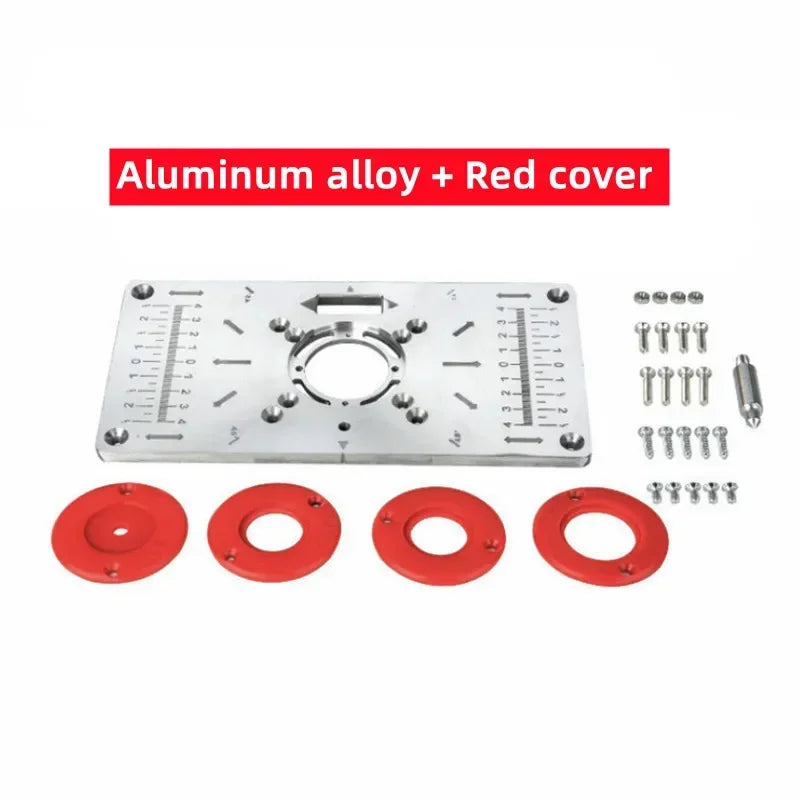 Aluminium Router Table Insert Plate Table For Woodworking Benches Router Plate Wood Tools Milling Trimming Machine With Rings