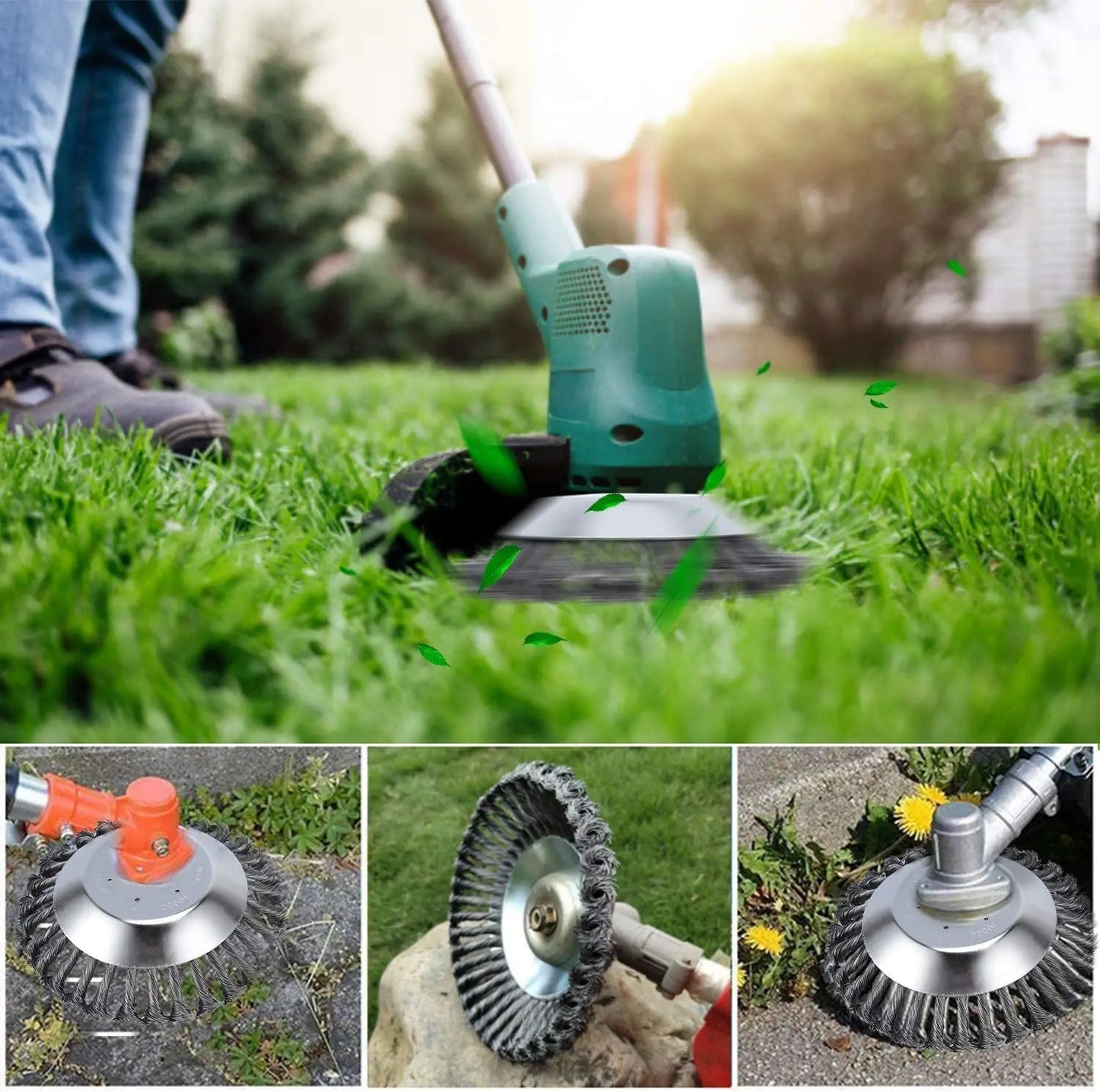 6/8/10 Inch Weed Brush Cutter Head Lawn Mower Universal Grass Trimmer Head Steel Wire Wheel Brush Disc Garden Trimmer Heads