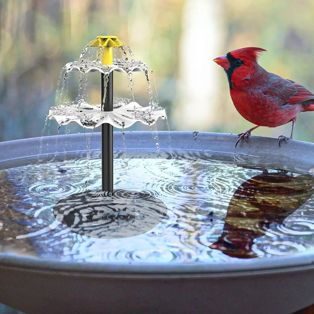 3-Tier Solar Bird Bath Fountain DIY Water Pump Solar Powered Waterfall Feature for Birdbath Garden Pond Pool Outdoor Decoration