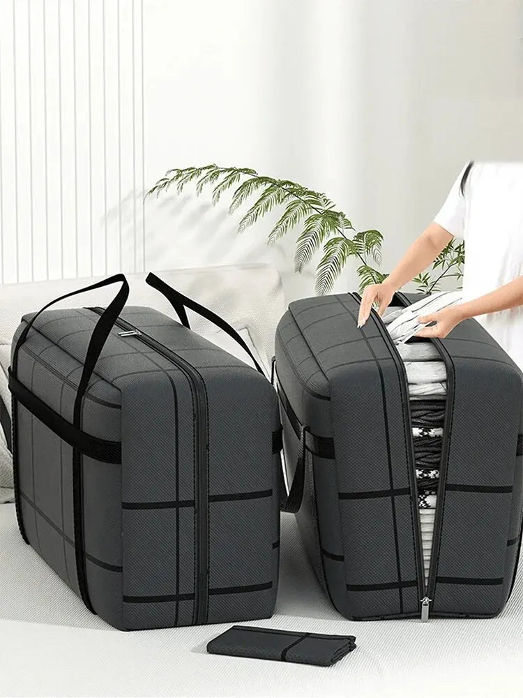 1PC Large Capacity and Super Load-bearing Black Composite Material Storage Bag, Dustproof and Moisture-proof with Zipper