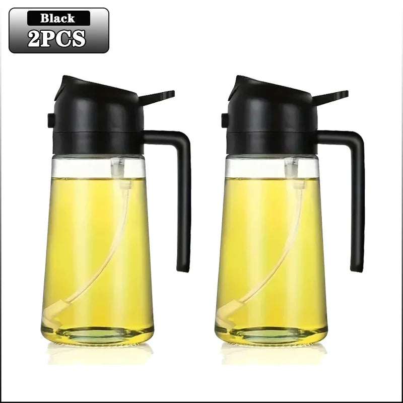 2in1 500ml Glass Spray Oil Sprayer Bottle Spray Oil Dispenser Oil Jar Cruet BBQ Kitchen Baking Roasting Picnic Kitchen Tool