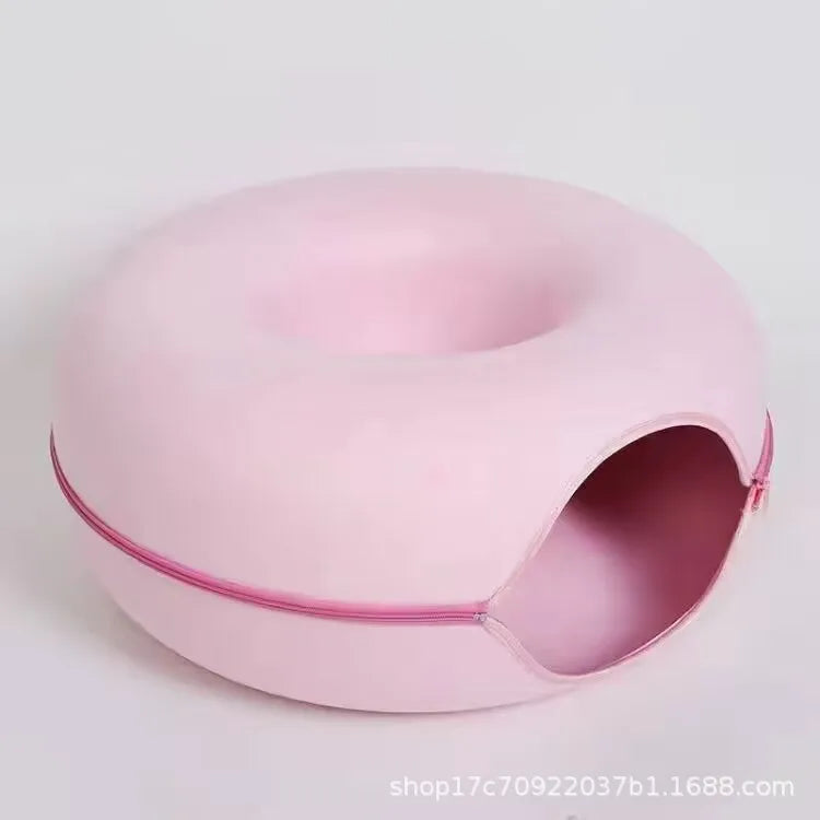 All Funny Donut Cat Bed Interactive Tunnel Pet Felt Indoor Toys Cats House Kitten Training Toy Cat Kennel Pets Supplies