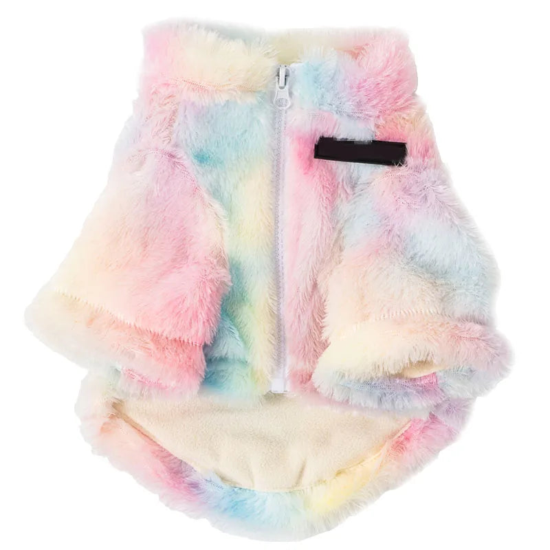 Colorful Puppy Clothes Designer Dog Clothes Small Dog Cat Luxury Hoodie Schnauzer Yorkie Poodle Rainbow Coat