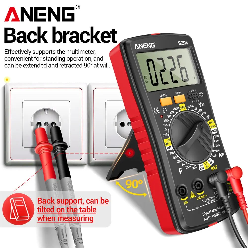 ANENG SZ08 Digital Ultra-thin Multimeter Storage Professional Meter Auto Voltmeter AC DC 220V Resistance Handhold Testers