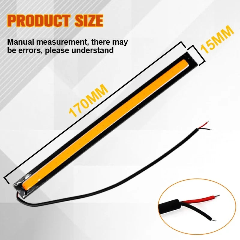 2pcs 17cm Universal Car COB Led Strip Automotive DRL Daytime Running Light External Lights 12V Waterproof Atmosphere Lamp COB