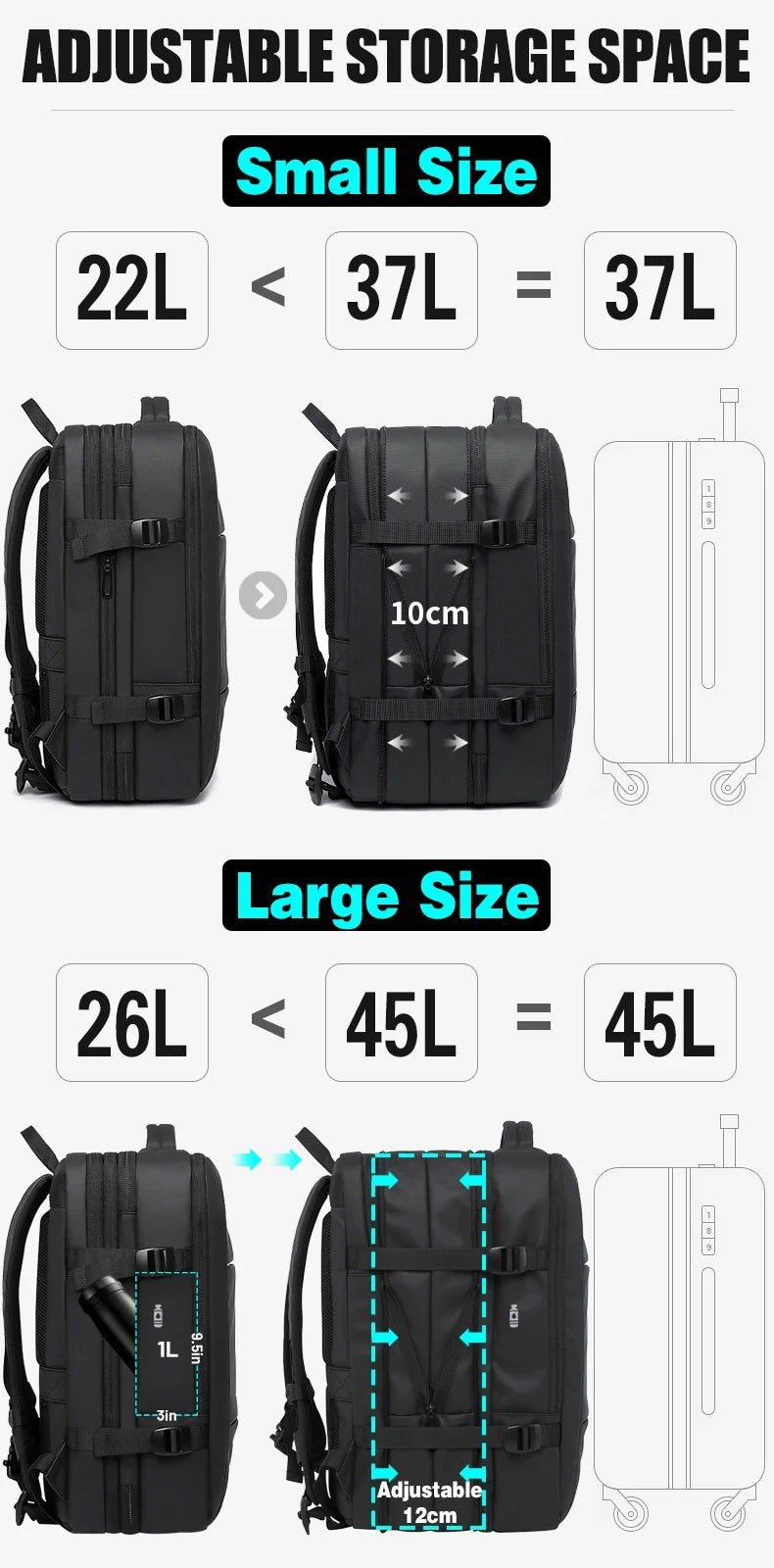 BANGE Travel Backpack Men Business Backpack School Expandable USB Bag Large Capacity 17.3 Laptop Waterproof Fashion Backpack