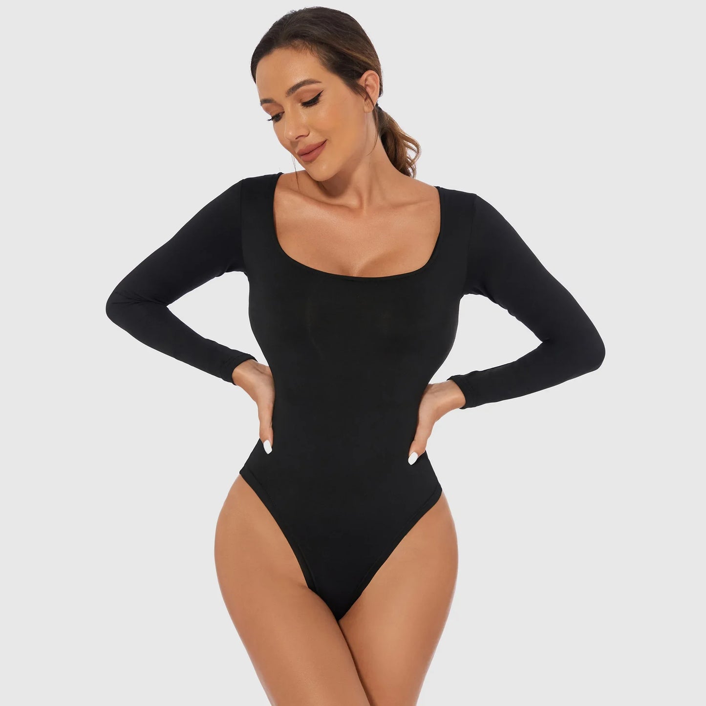 2025 Spring Female Underwear One-Piece Bodysuit Long Sleeve Seamless Waist Trainer Body Shaper Sheath Flat Belly Shapewear Woman