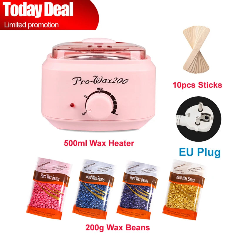 200ml-500ml Wax Heater Warmer Hair Removal Machine For Hand Foot Body SPA Epilator Paraffin Wax Pot +200g Wax Beans+Wood Sticks