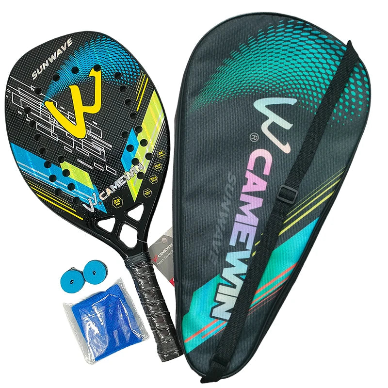 Camewin 3K Beach Tennis Racket Full Carbon Fiber Rough Surface Outdoor Sports Racket For Men Women Adult Senior Player 2024 New