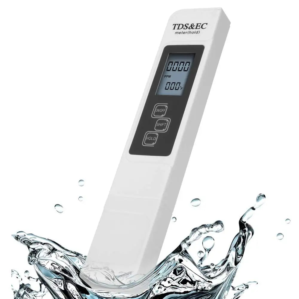 1PC White Digital Water Quality Tester TDS EC Meter Range 0 to 9990 Multifunctional Water Purity Temperature TEMP PPM Tester