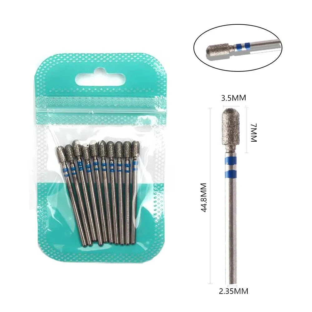 10pcs Diamond Milling Cutter Nail Drill Bits Set For Manicure Accessory Pedicure Eletric Machine Nail Bit Brush Burr Tools