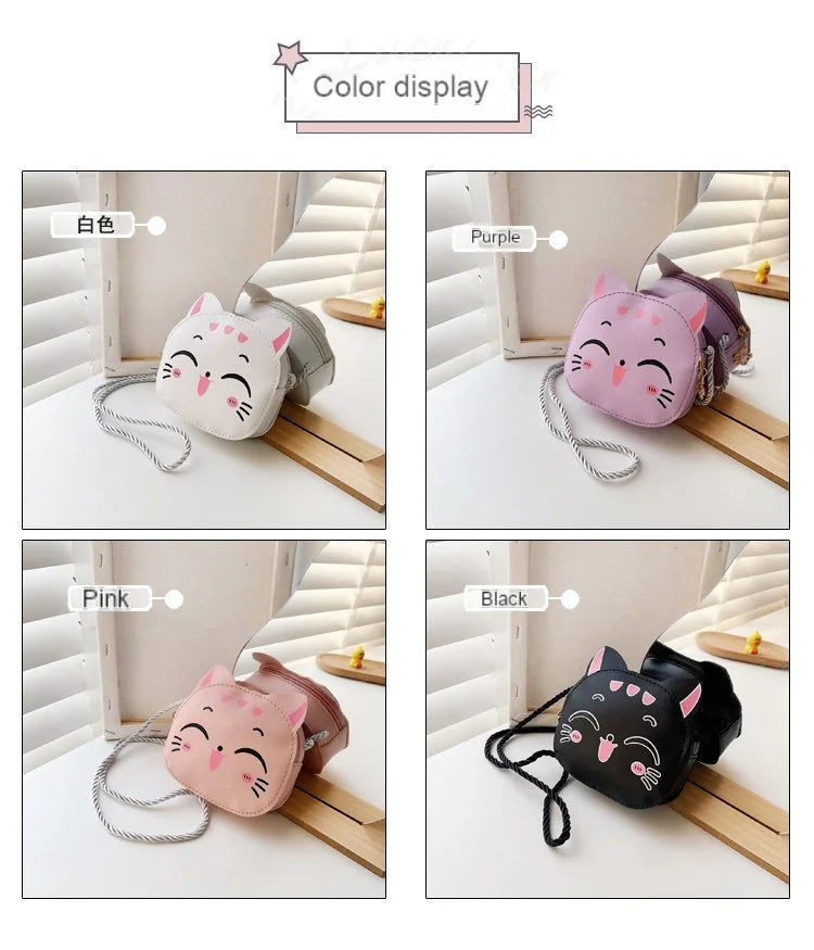 Cartoon Kids Bag Fashion Cute Cat Crossbody Bag Coin Wallet Lovely Hand Bags for Boys and Girls Mini Shoulder Bags