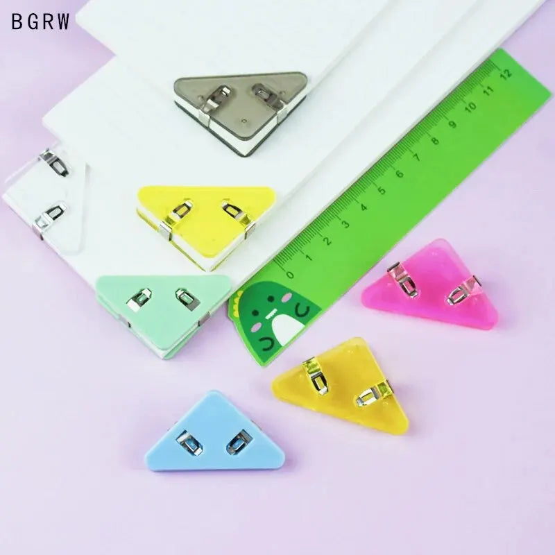 20pcs Creative Triangle Clip Bill Clip Book Paper Corner Clip Binder Clip for Desk Storage Shelf Office Desktop Organizer