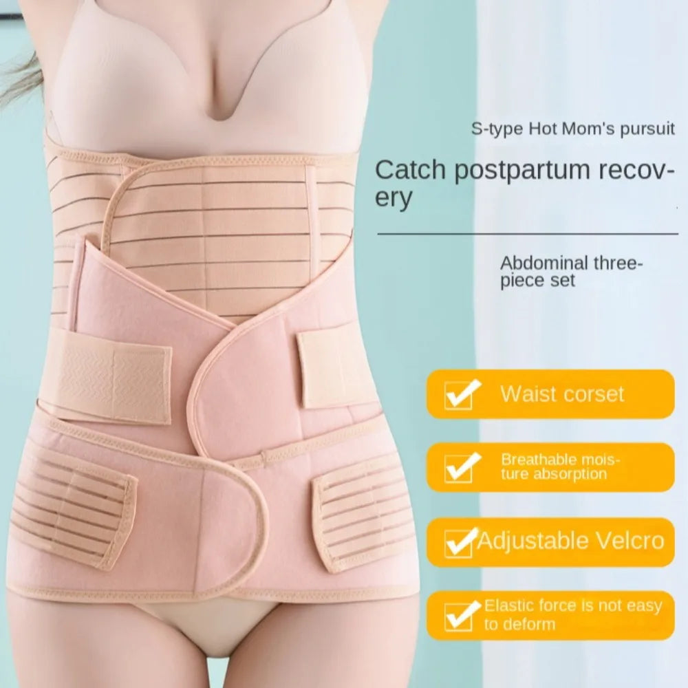 3pcs Breathable Postpartum Belly Belt Corset Postpartum Pelvis Belt Wrap Shapewear Sacroiliac Pelvic Restraint Band