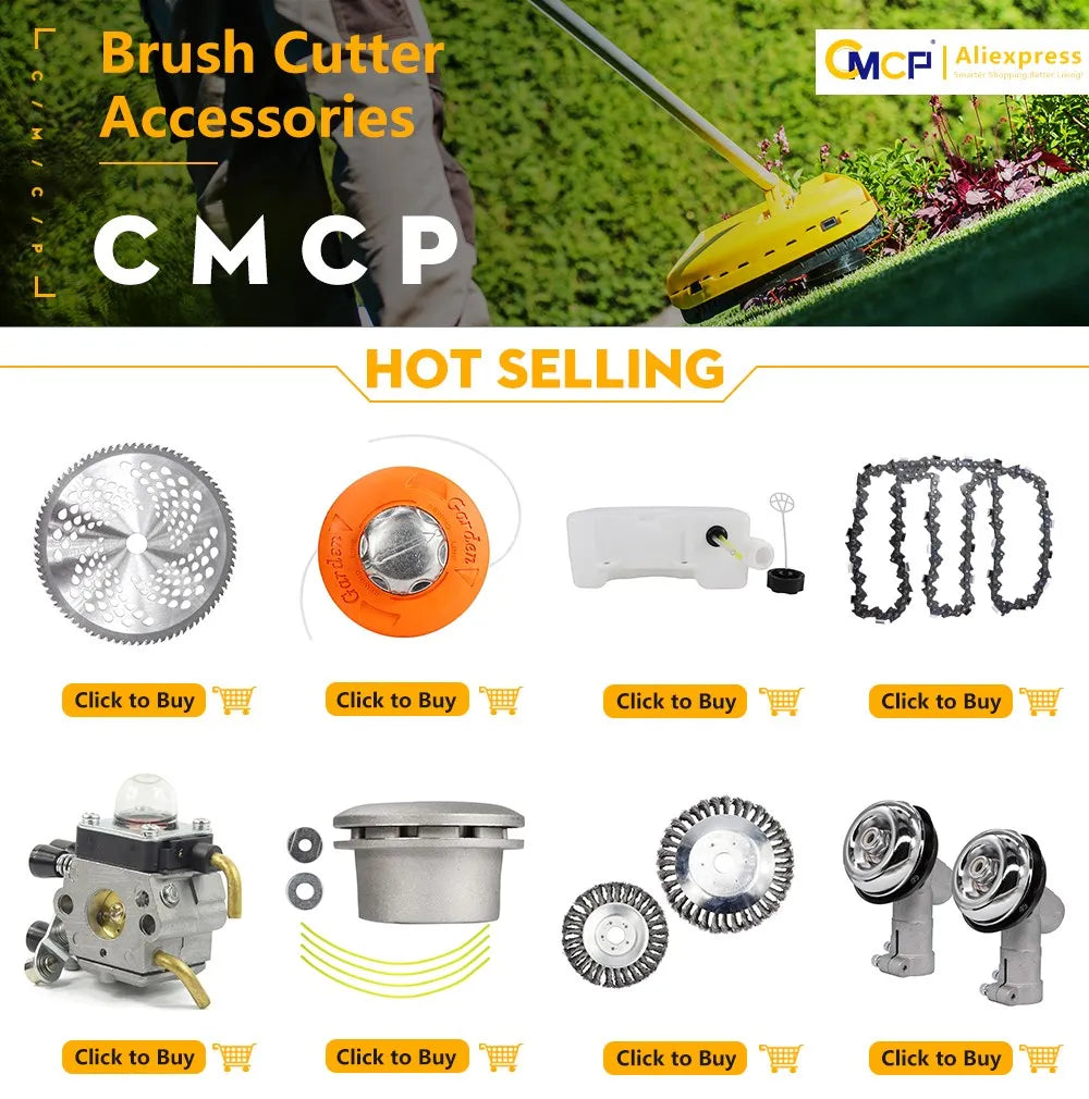 CMCP M10 Aluminum Nylon Brush Mower Bump Spool Grass Trimmer 2 Lines Cutter Head Thread Line String Saw Grass Brush Mower