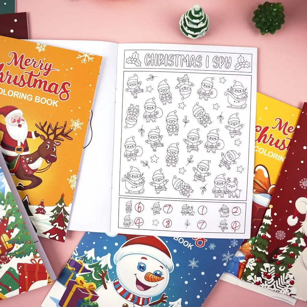 8PCS High Quality Christmas Theme Coloring Book Educational Montessori Gift Doodles Book Drawing Games Toys For Children