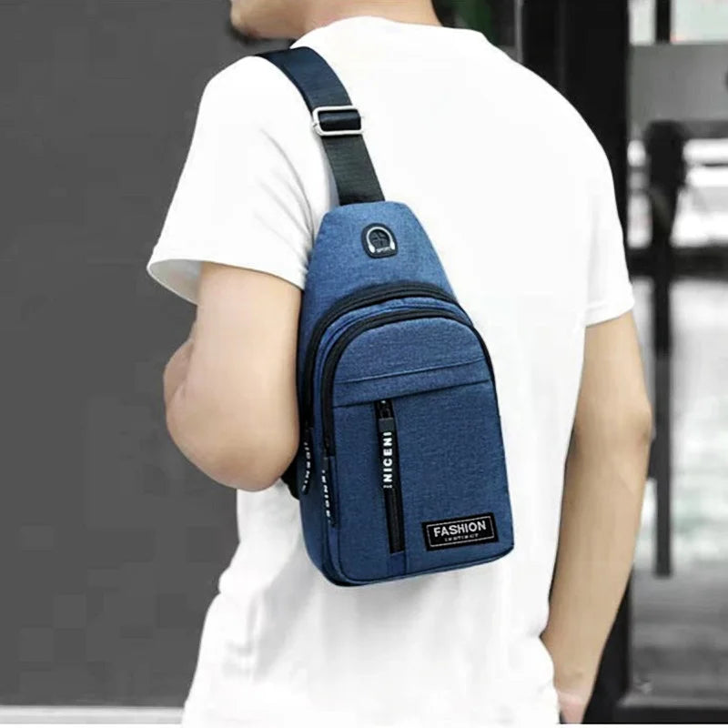 2024 New Multifunctional Chest Bag Men's Fashion Trend Oxford Cloth Shoulder Bag Korean Style Casual Waterproof Messenger Bag