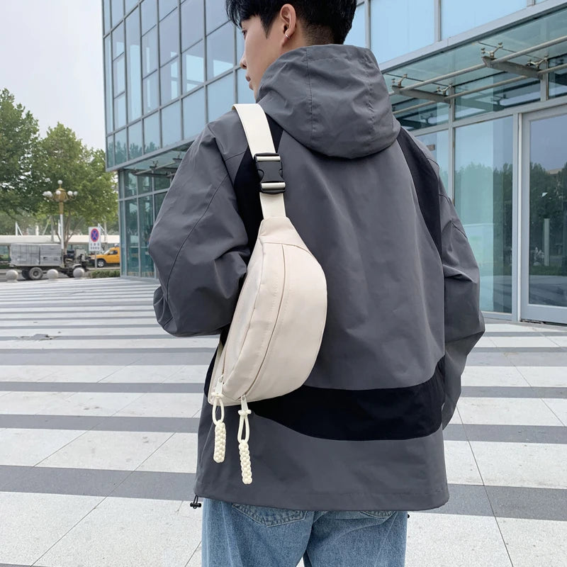 AOTTLA Chest Bag For Men Solid Color Waist Bag High Quality Women Shoulder Bag Multifunction Male Fanny Pack Crossbody Small Bag