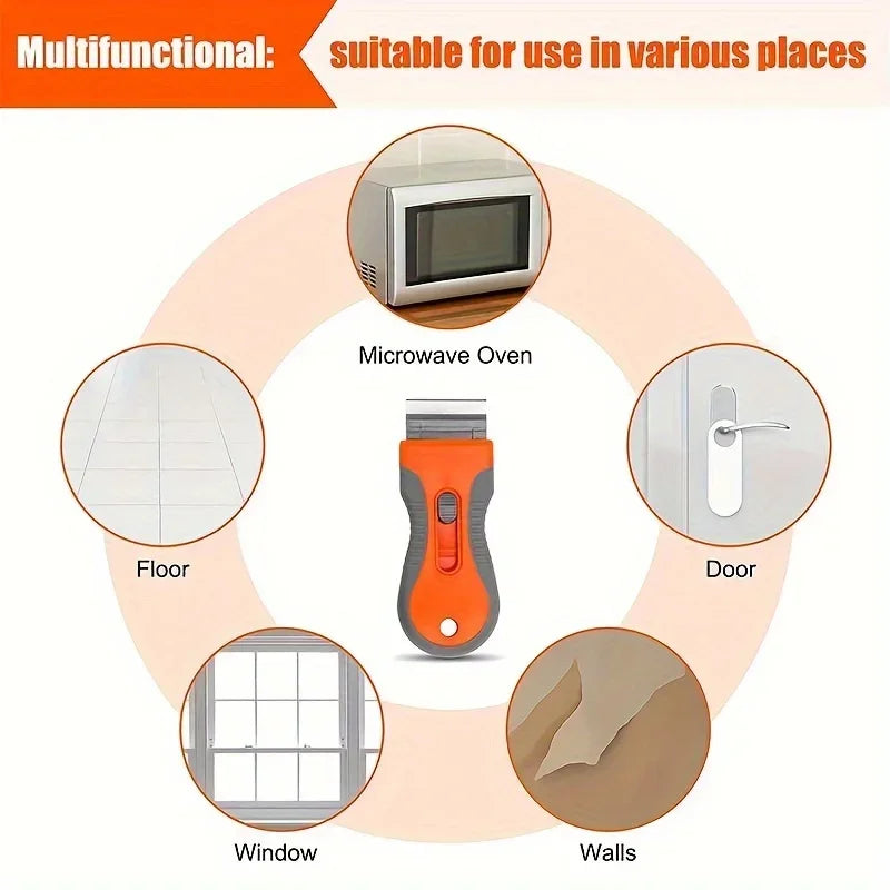 1 Set Glue removal blade With 10 Blades, Telescopic Adjustment Knife, Cleaning Scraper Tool For Removing Labels,Stickers,Paint