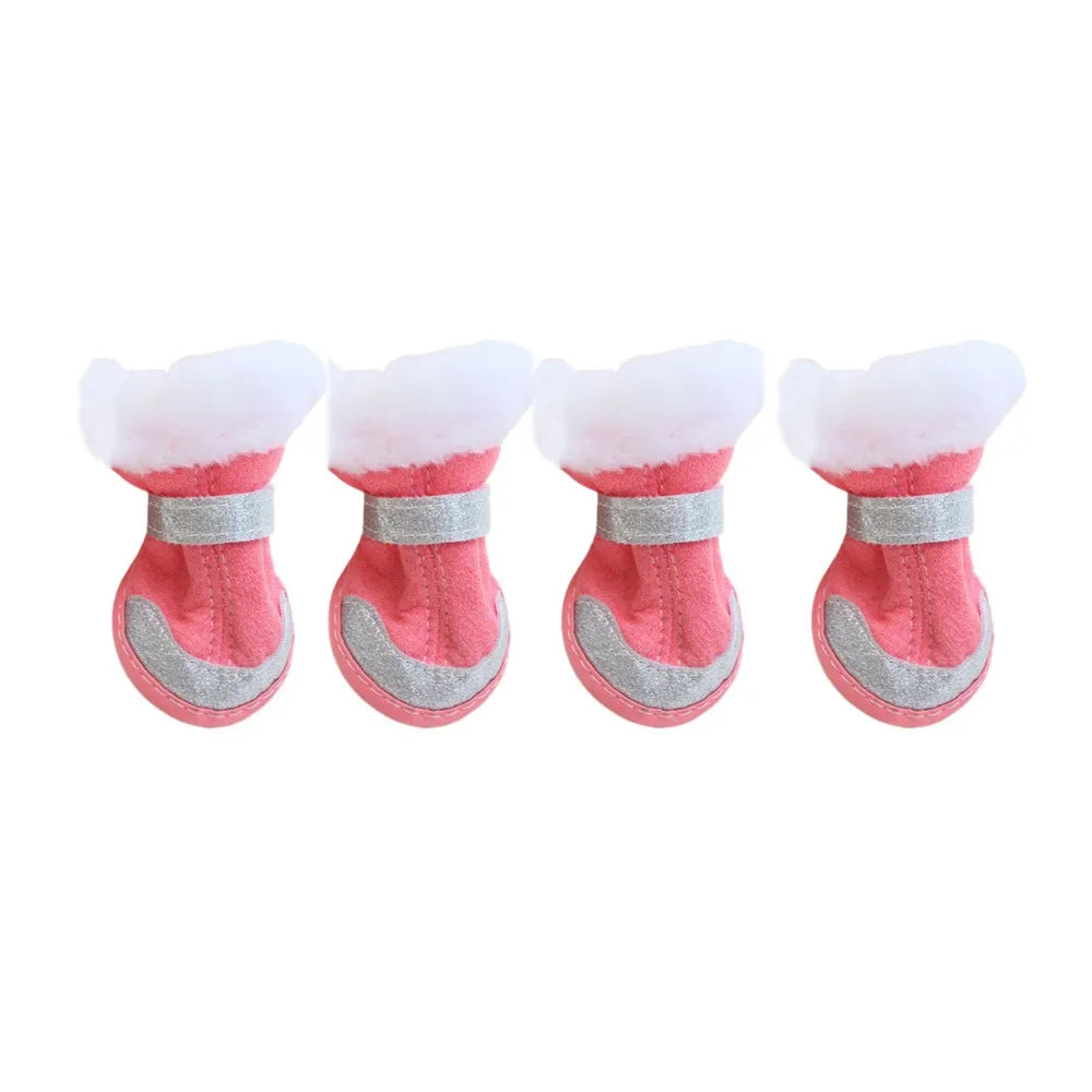 4pcs/set Thickened Dog Snow Boots Windproof Adjustable Non-slip Pet Boots Reflective Soft Dog Warm Shoes for Dogs Puppy