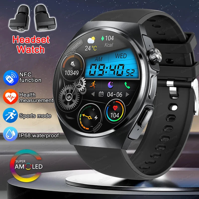 2024 New Smart Watch TWS Headset Two In One Wireless Bluetooth Dual Earbuds Call Health Monitor Sport Tracker NFC Smartwatch man