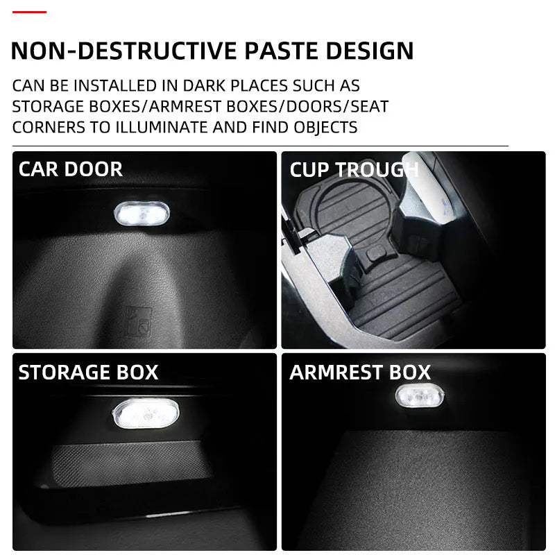 Car Interior Dome Light Finger Touch Sensor Mini LED Reading Lamp Car Roof Magnets USB Charging Atmosphere Lamp