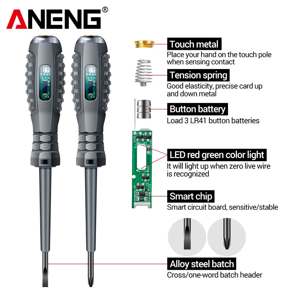 ANENG B05 Word/cross Screwdrivers Neon Bulb Indicator Meter Electric Pen Insulated Electrician Highlight Pocket Tester Pen Tools