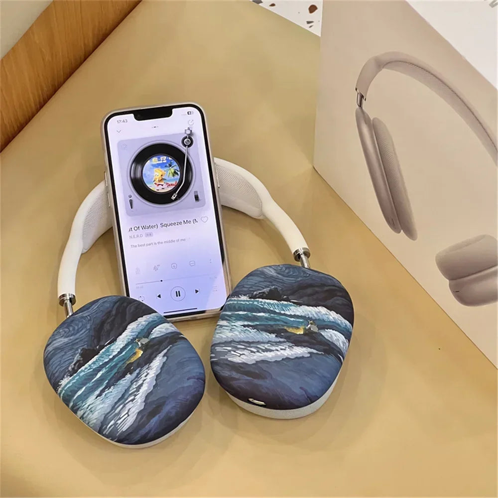 Art Painting Case for Apple Airpods Max For Headphone Airpods Max Protect Anti fall Case Wave The Starry Night Design Fashion