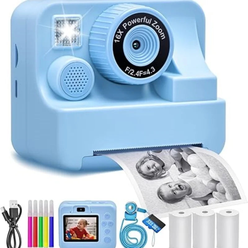 Children'sinstant printing camera,children's video photography, digital camera, toy, mini printer, boys and girls' birthdaygifts