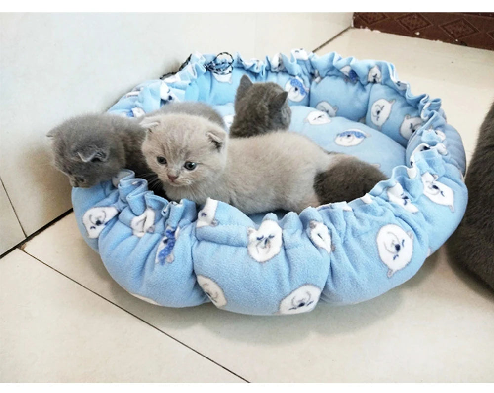 Bed cats Soft Pet Bed Round Donut Washable Comfortable House with Pull Rope for Cats and Dogs Beds and furniture Cat Accessories