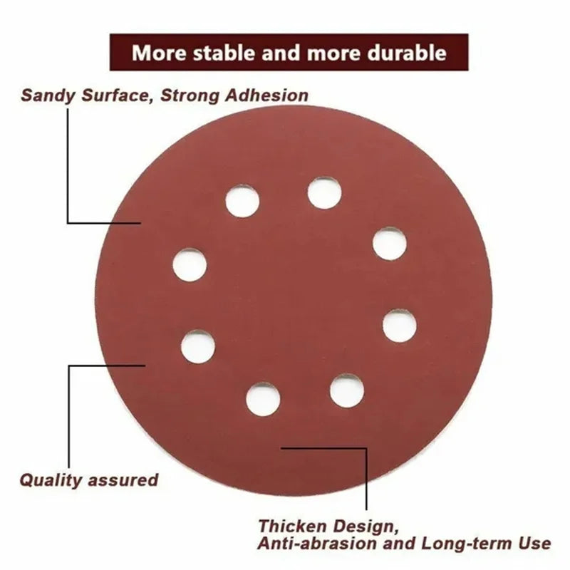 8 Hole 125mm Sandpaper Woodworking Metal Grinding Disc Abrasive Polishing Tool 40/1000/2000 Grit Sanding Discs