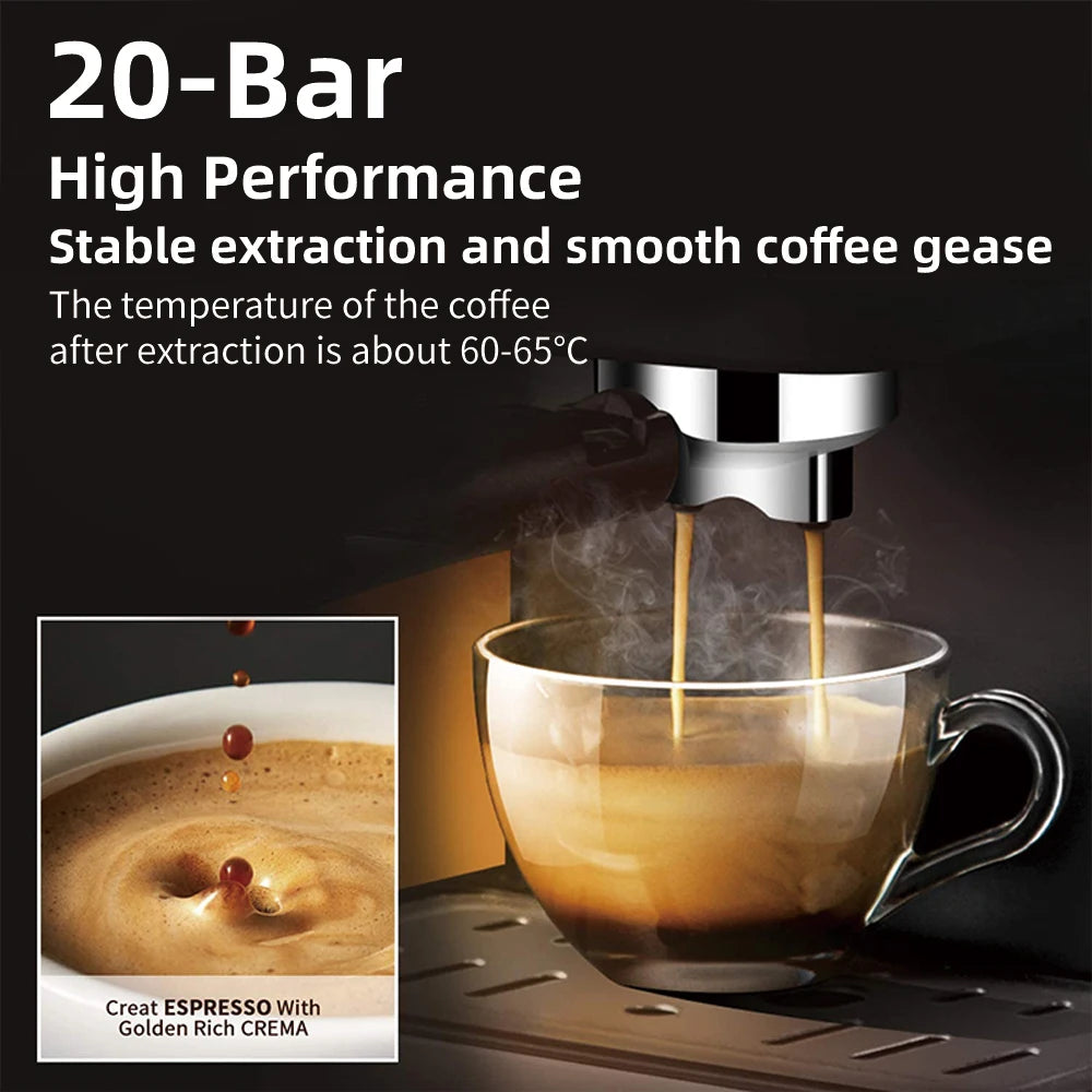 BioloMix 20 Bar Semi Automatic Coffee Machine, with Milk Steam Frother Wand,for Espresso,Cappuccino,Latte and Mocha