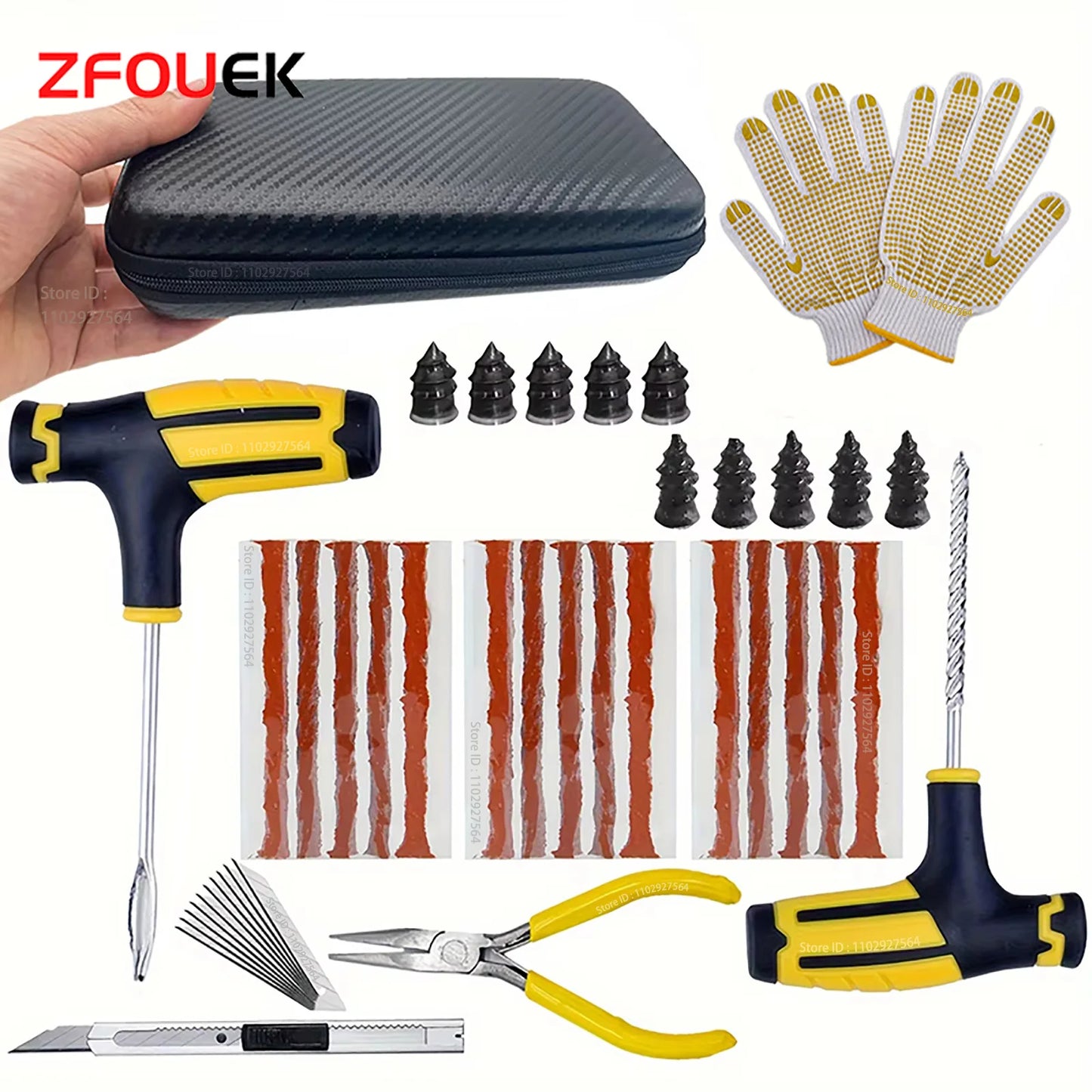 ZFOUEK Car Tire Repair Kit Puncture Plug Tools Tyre Puncture Emergency for Tire Strips Stirring Glue Repair Tool Kit