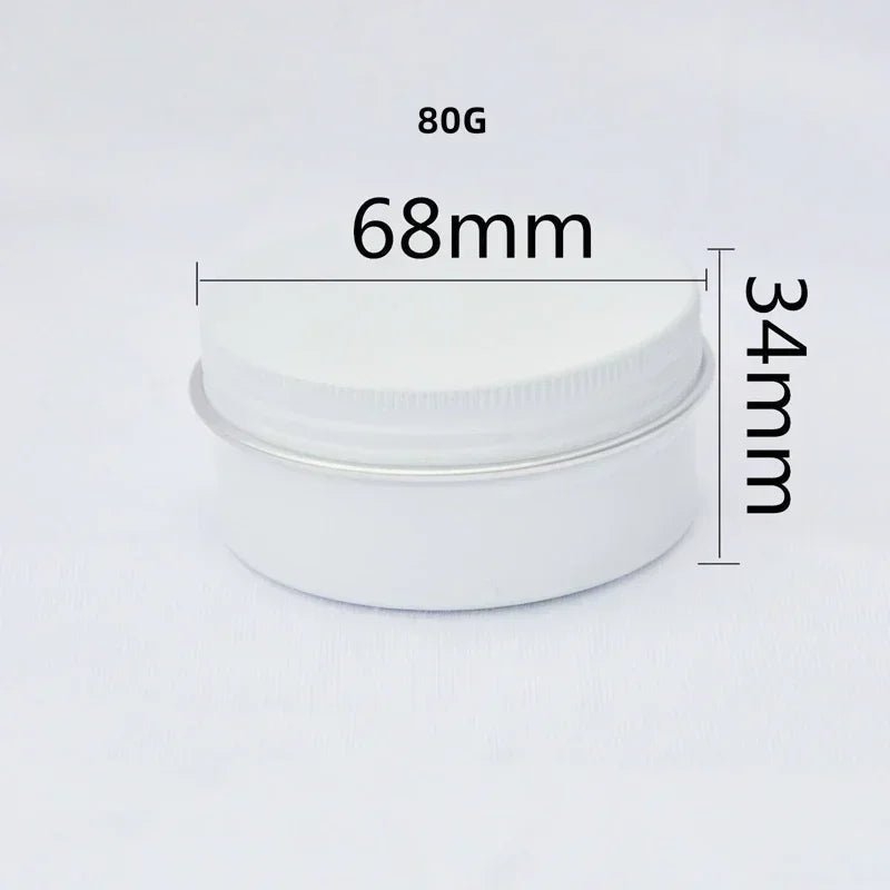 5/10/15/20/30/50/60/80/110/150g Aluminum Box Empty Lids Tin Cans Round Metal Ceam Jar Cosmetic Containers White Bottle Wholesale