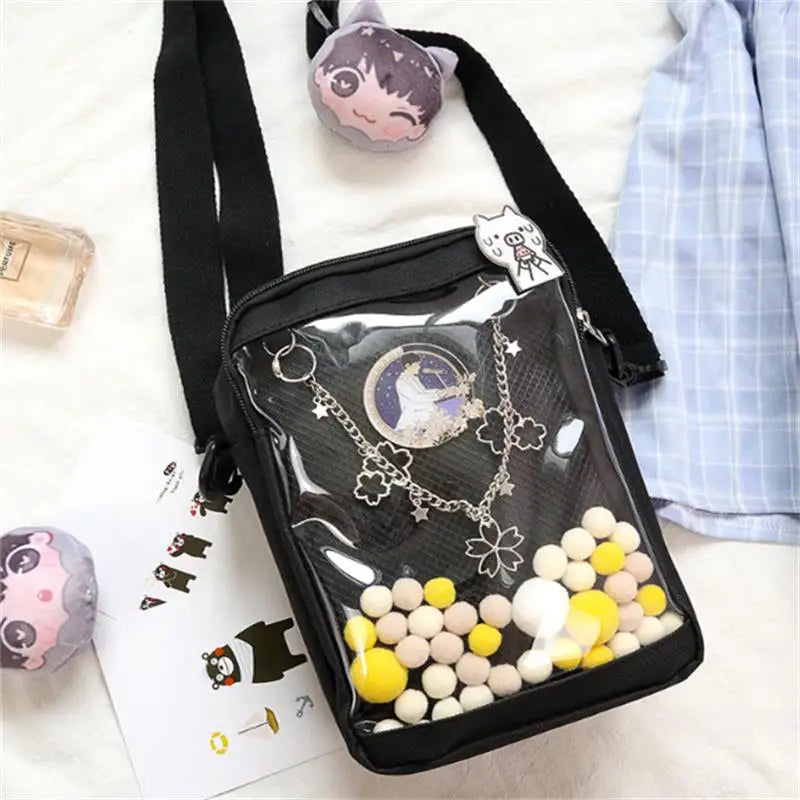 2024 Mini Crossbody Bags for Women Cute PVC transparent Small clear Ita Bag Black White women's Shoulder Purse for Phone