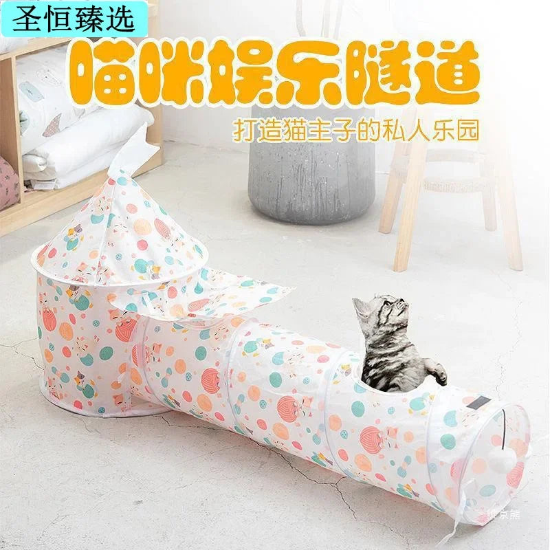 Cat Bed Play Tunnel Mat Pets Kitten Puppy Rabbits Home Foldable Soft Cat Tunnel Tubes Toys Pet Playing Bed Gift