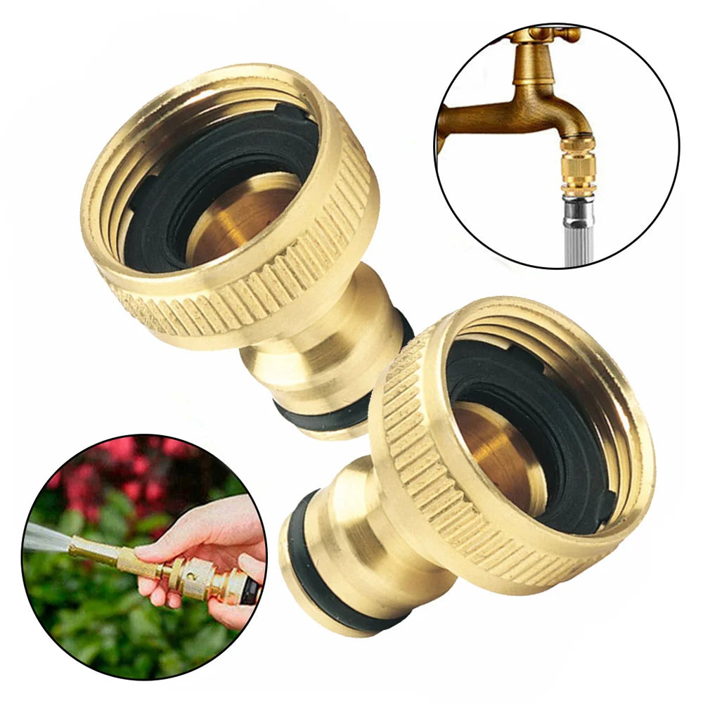 2Pcs 3/4" To 1/2" Thread Connector Faucet Hose Tap Water Adapter Quick Connector Water Pipe Fittings Home Replacement Accessory