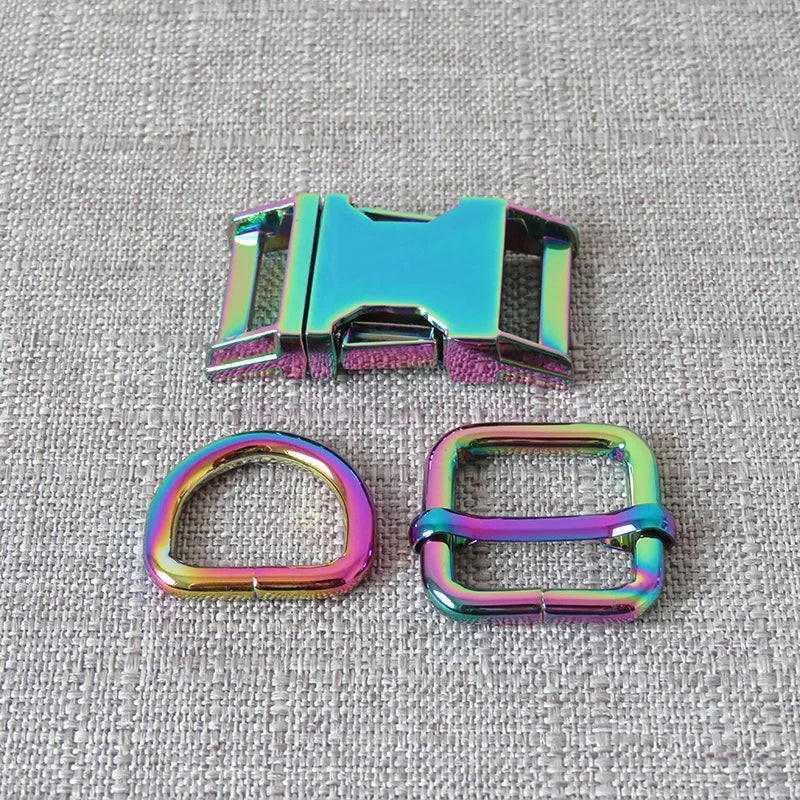 1Set Metal Buckles Hardware D Ring Adjuster Belt Strap Slider Fasteners For Paracord Pet Dog Collar Harness DIY Sewing Accessory