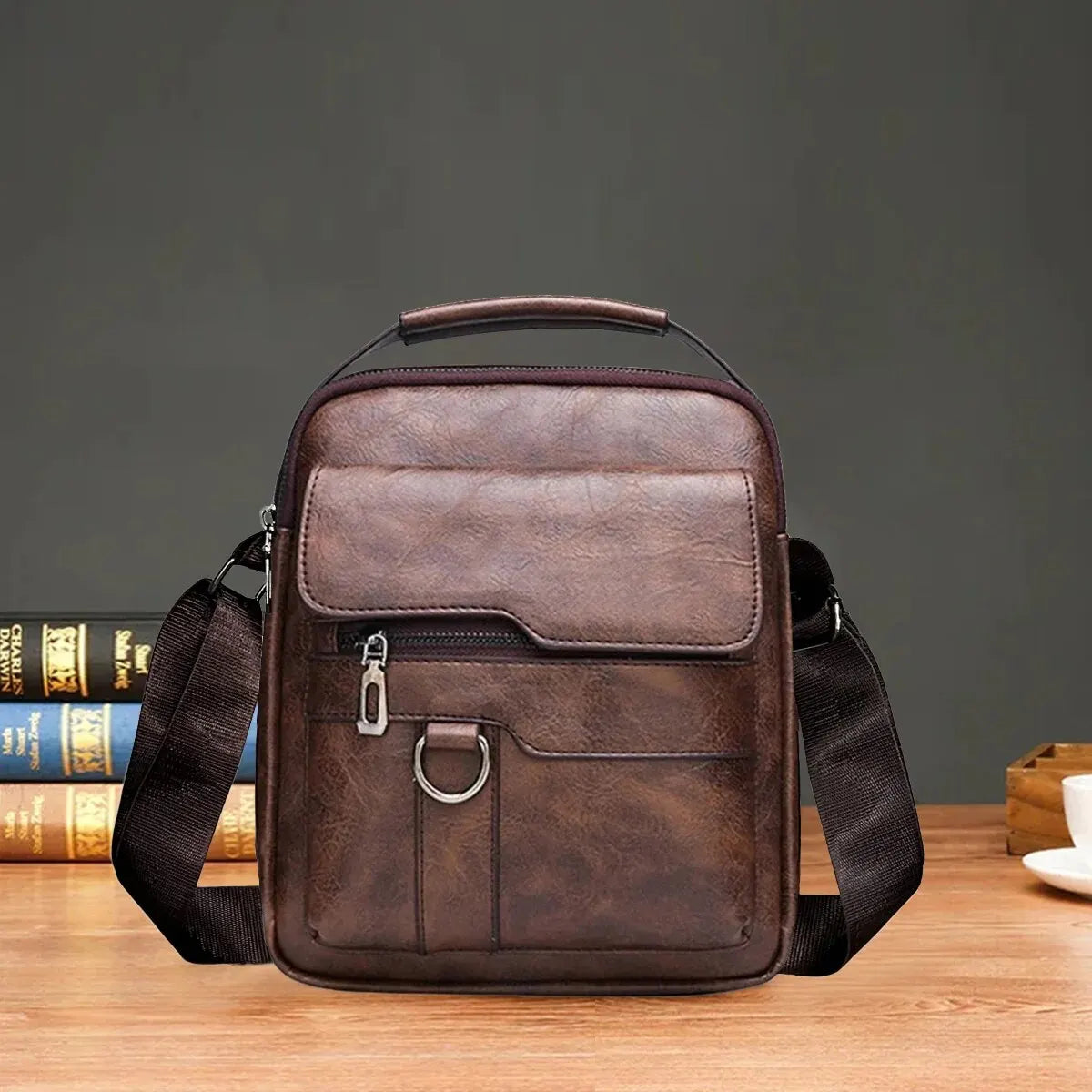 2024 Summer New Vintage Men Crossbody Bag Leather Shoulder Bag For Men Handbags Brown Black Business Messenger Bag Male Flap