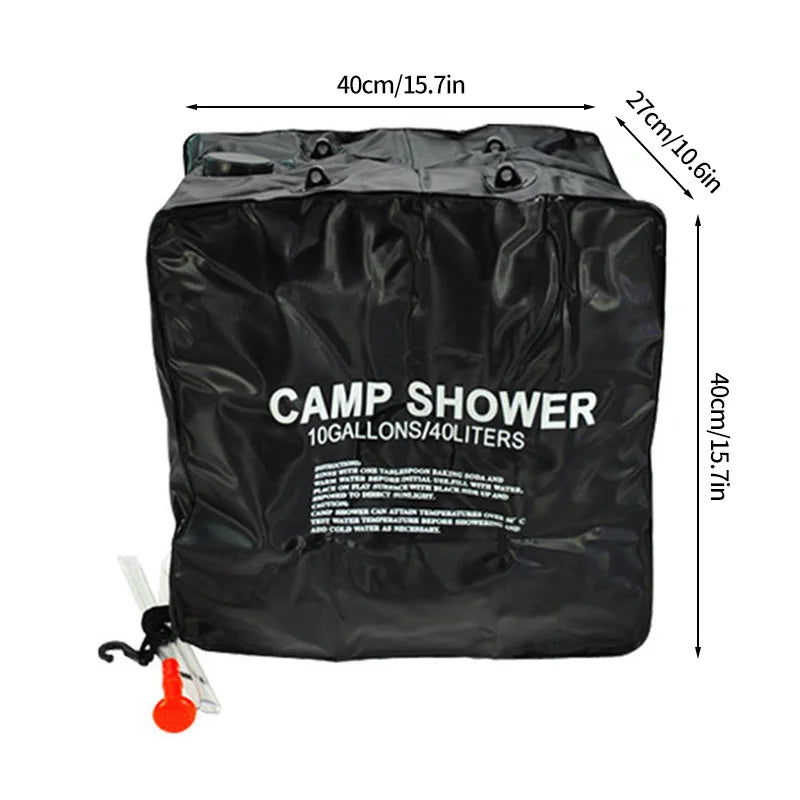 20L/40L Camping Shower Bag Foldable Shower Bags Camping with Removable Hose Shower Head Water Storage Bag Sun Heated Water Bag