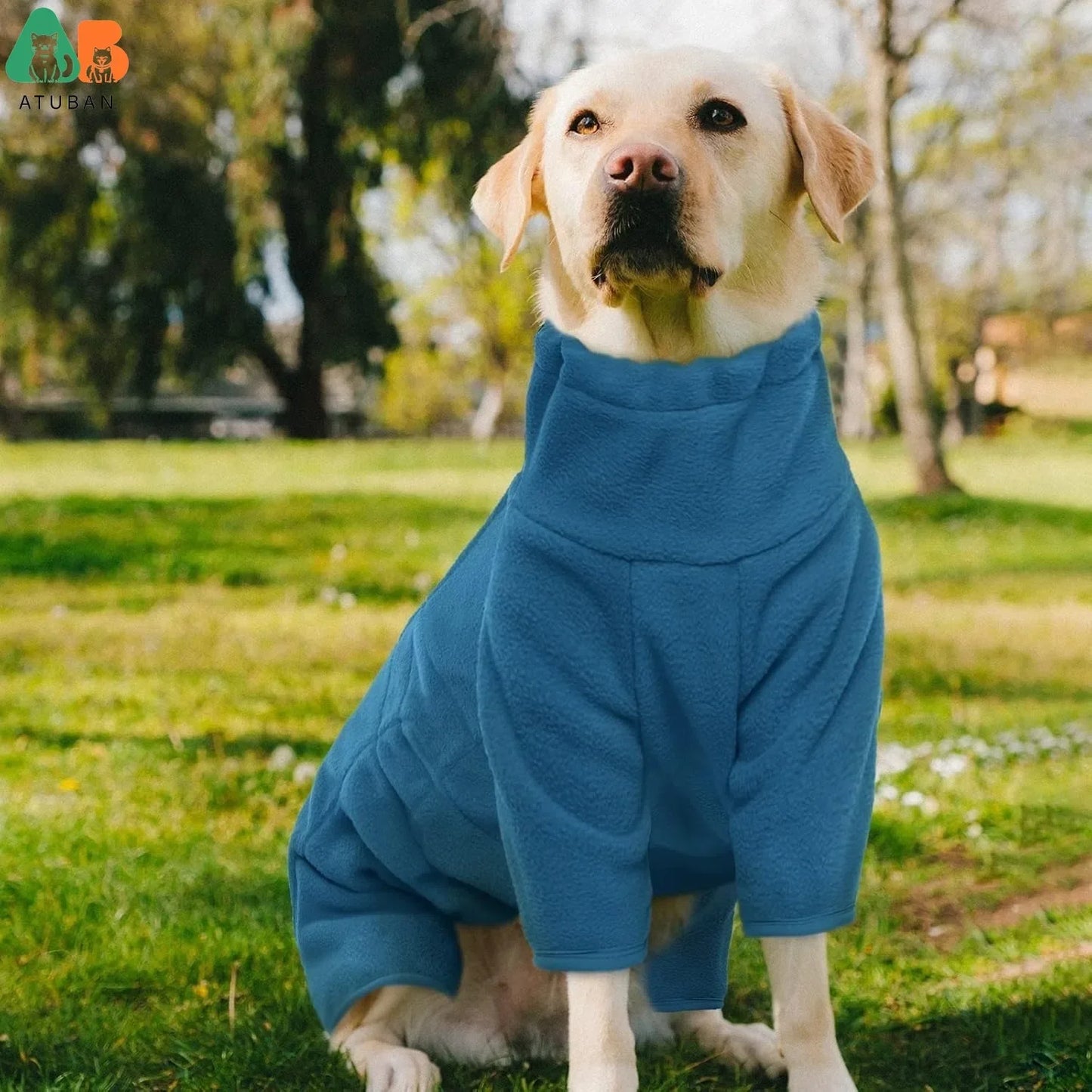 ATUBAN Dog Winter Coat Soft Fleece Pullover Pajamas, Pet Windproof Warm Cold Weather Jacket Vest Cozy Jumpsuit Apparel Clothes