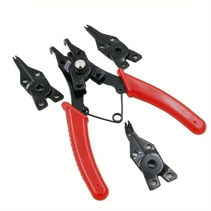 4-In-1 Circlip Pliers Set Snap Ring Pliers Multi Crimp Removable Plier Head Retaining Circlip Pliers Hand Tools Multifunctional